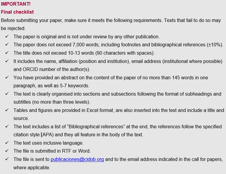 Important Final Check list