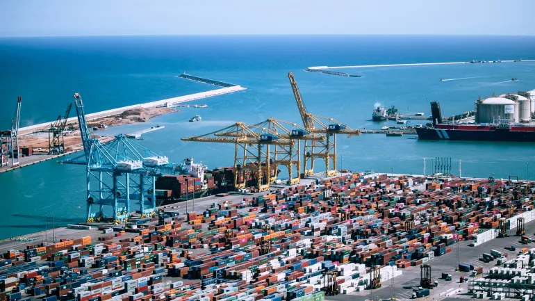 Vista aérea del puerto de Barcelona