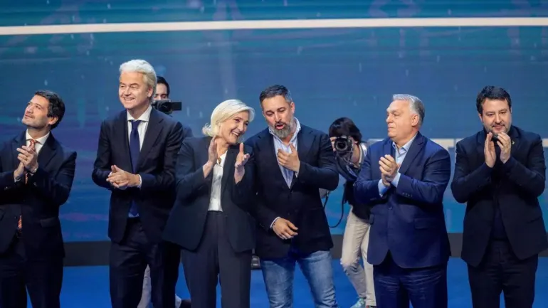 Els liders de la ultradreta europea reunits a Madrid, a la convenció de Vox del febrer sota el lema trumpià "Fer Europa gran"