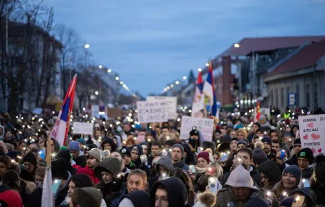 Protestas estudiantiles en Vrsac, Serbia, febrero de 2025